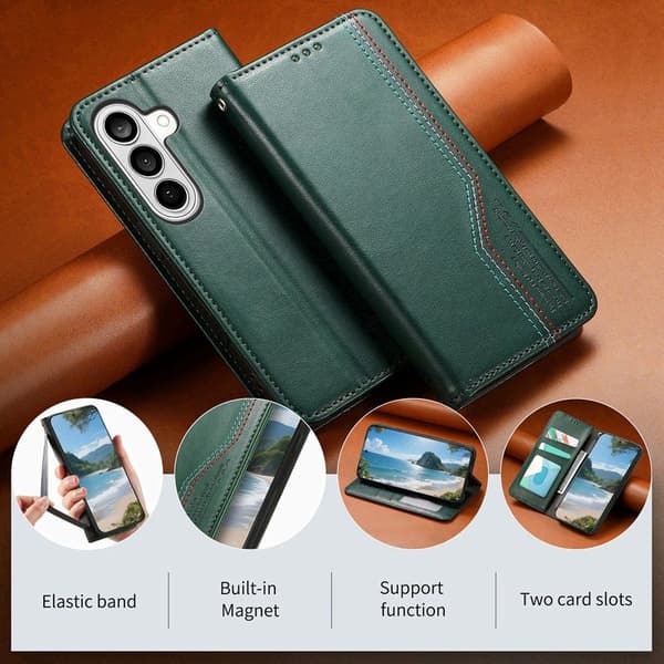 Plånboksfodral för Samsung Galaxy S26 Plus Konstläder - Grön