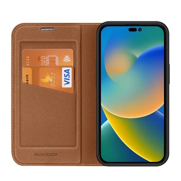 Dux Ducis iPhone 14 Pro Plånboksfodral Skin X2 - Brun