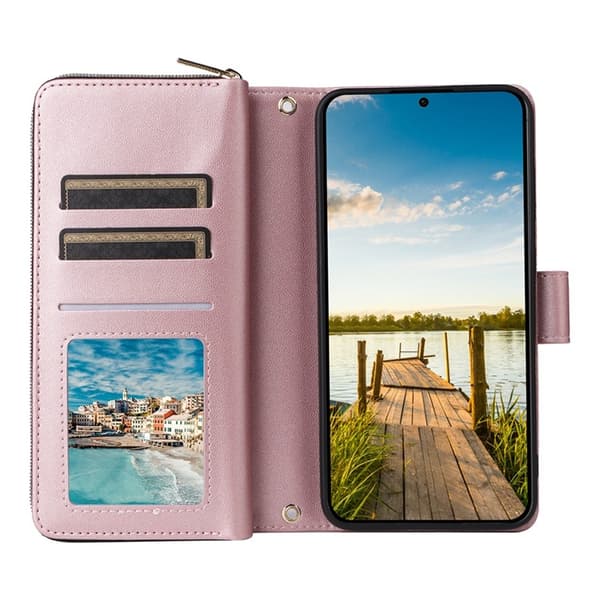 Galaxy A17 / A26 Konstläder Plånboksfodral Med Handledsrem - Roséguld Roséguld