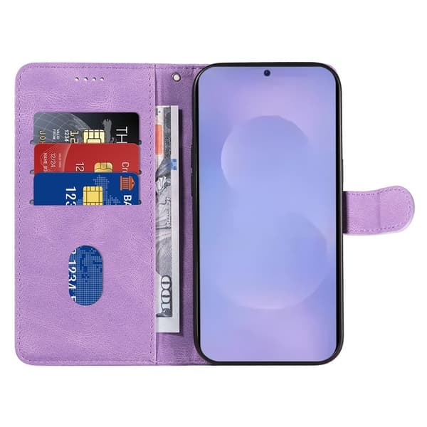 Samsung Galaxy S26 / S26 Pro Plånboksfodral Ställ Konstläder - Lila