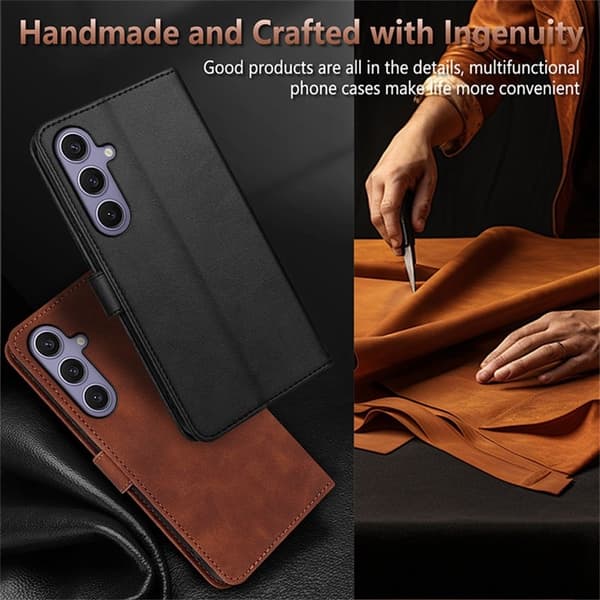 AZNS Samsung Galaxy S25+ Plånboksfodral Konstläder - Roséguld