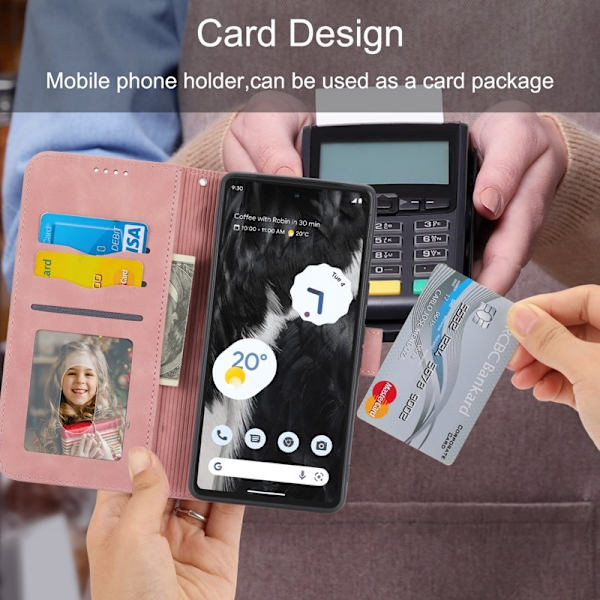 DIERFENG Google Pixel 7 5G Plånboksfodral DF-03 Flip Konstläder - Rosa