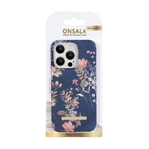 ONSALA iPhone 14 Pro Skal Dark Flower - Blå Blå