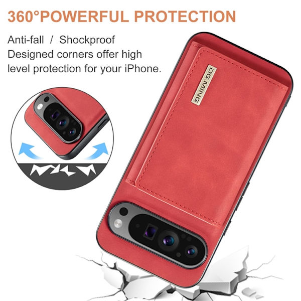 DG.MING Google Pixel 10 Pro XL Plånboksfodral Detatchable M1 Röd