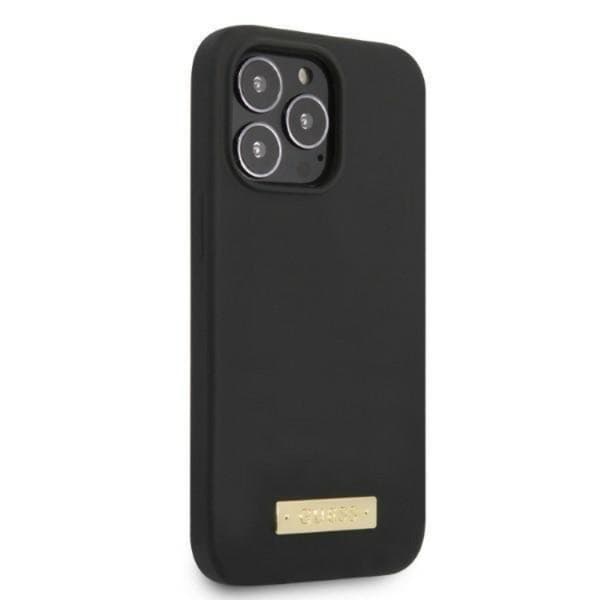 Guess iPhone 13 Pro Max Skal MagSafe Silicone Logo Plate - Sort Black