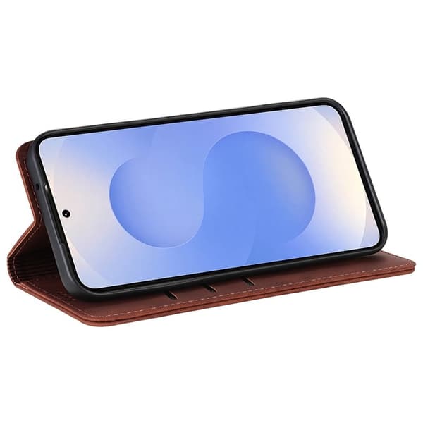 AZNS Samsung Galaxy S25 FE Plånboksfodral Konstläder - Brun