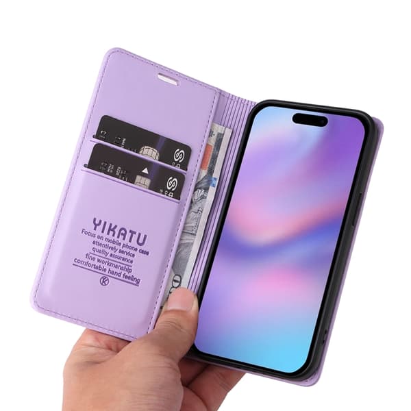 Yikatu iPhone 17 Plånboksfodral Closure - Ljuslila Lila