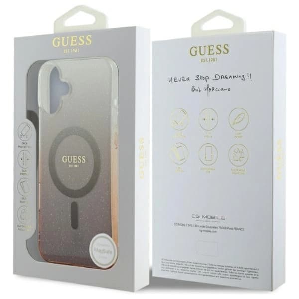 Guess iPhone 16 Plus MagSafe IML Glitter Gradient telefonetui Brun