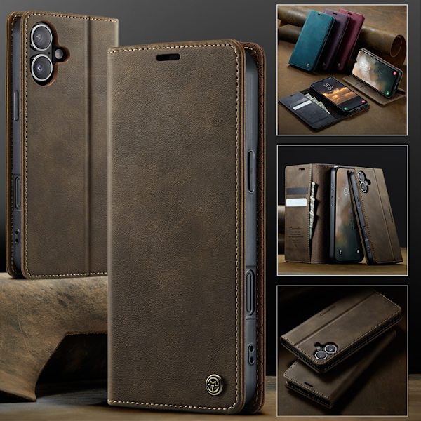 Caseme iPhone 17 Plånboksfodral RFID Blocking 033 Series - Kaffe Brun