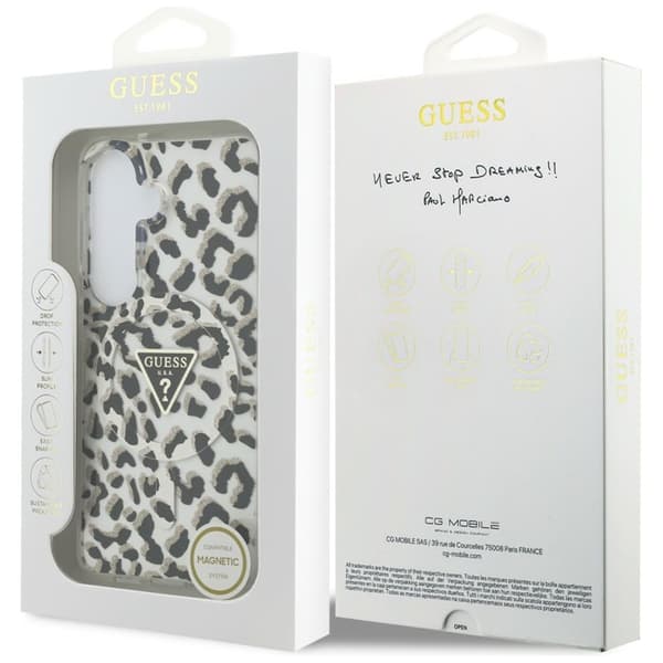Guess Mobilskal För Galaxy S26 MagSafe IML Leopard Print Triangle Svart