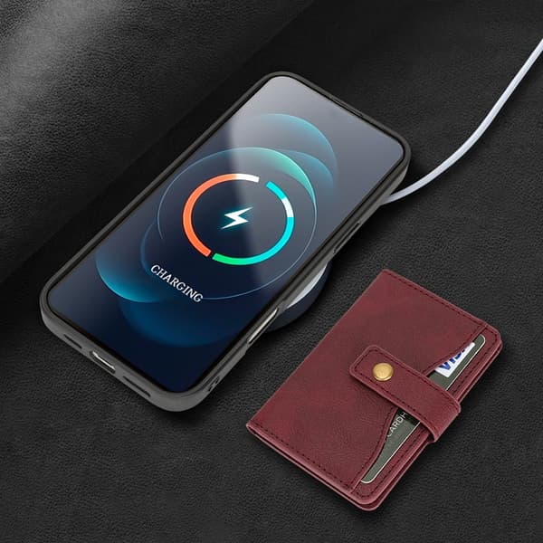 Mobilskal till iPhone 17 Pro Max MagSafe Detachable Korthållare Röd