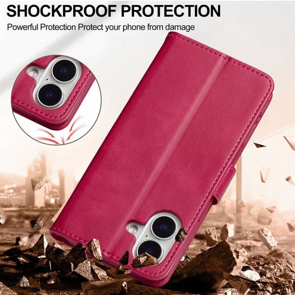 LC.IMEEKE iPhone 17 Plånboksfodral Calf Texture Konstläder - Rosa
