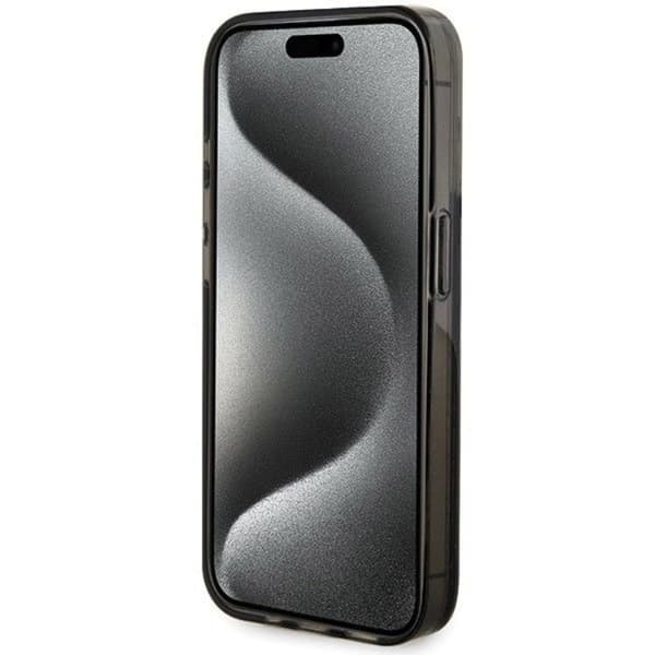 Guess iPhone 15 Pro -puhelinkuori Liquid Glitter Gold Stripes Black