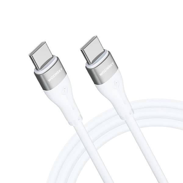 Wozinsky USB-C till USB-C kabel PD 65W 2m - Vit Vit
