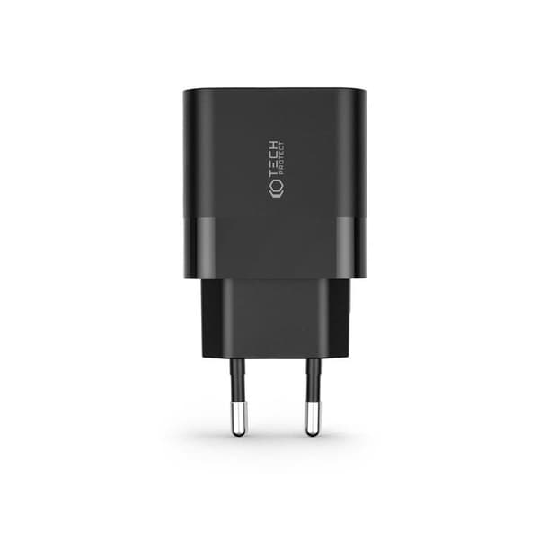 Tech-Protect C30W 2-Port Netværk Oplader PD30W/QC3.0 - Sort Svart