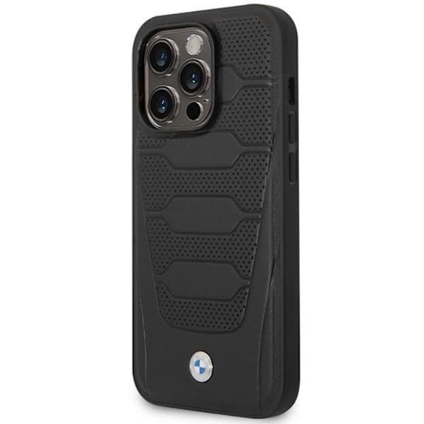 BMW iPhone 14 Pro Max Mobilskal Magsafe Läder Seats Pattern Svart