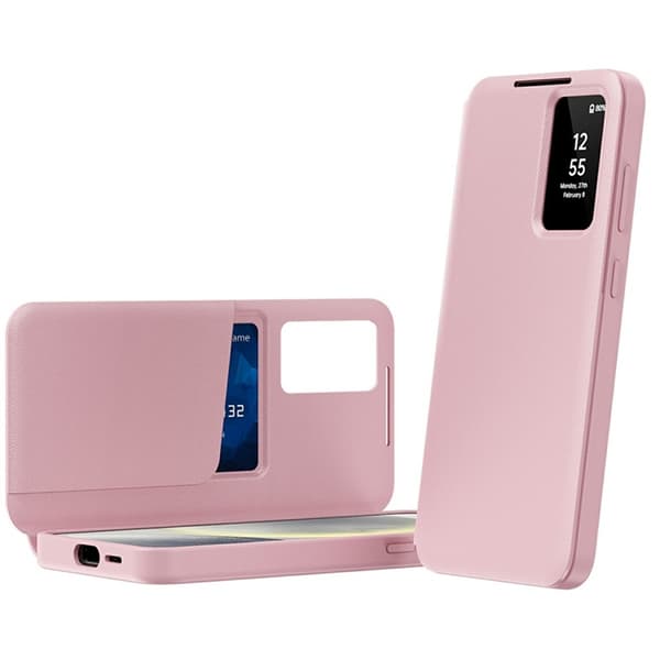 Galaxy A56 5G Plånboksfodral View Window Läder - Rosa Rosa