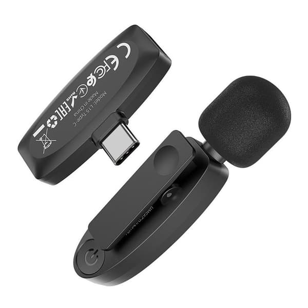 HOCO 2-st Trådlös Lavaliermikrofon Lightning, USB-C L15 - Svart Svart