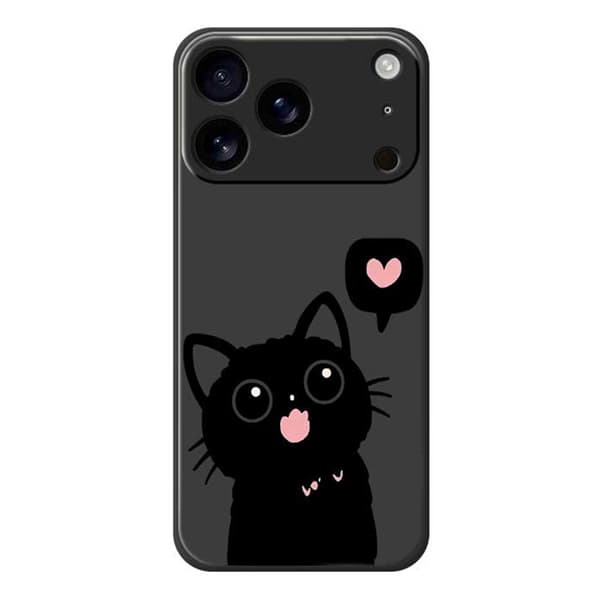 Mobilskal till iPhone 17 Pro Love Black Cat Pattern - Svart Svart