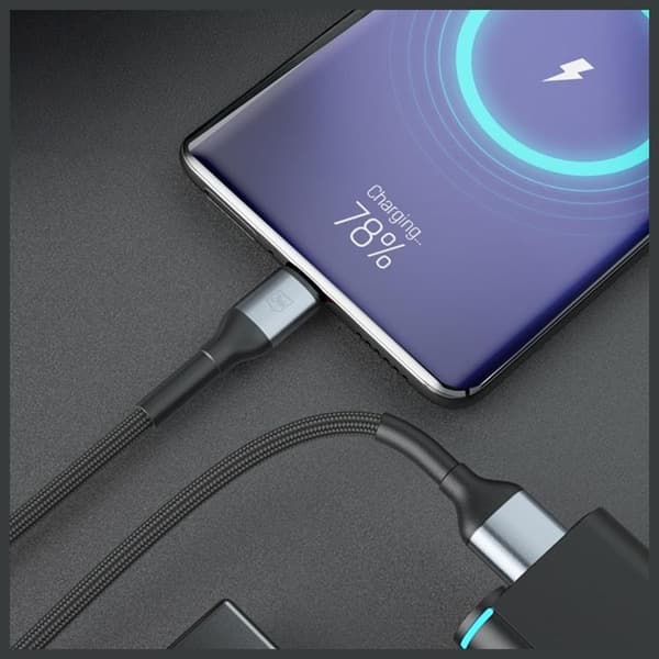 3MK USB-A til USB-C 18W Kabel 9V/2A 1m QC3.0 N-SERIE Hyper - Sort Svart