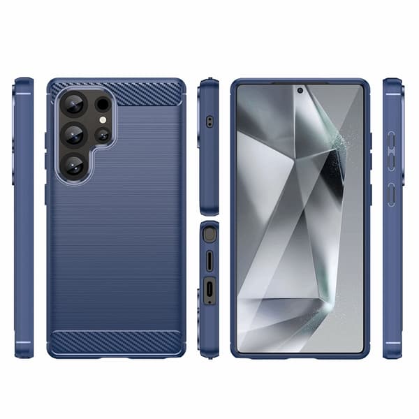 Telefontaske til Galaxy S25 Ultra Carbon Fleksibel - Blå Blå