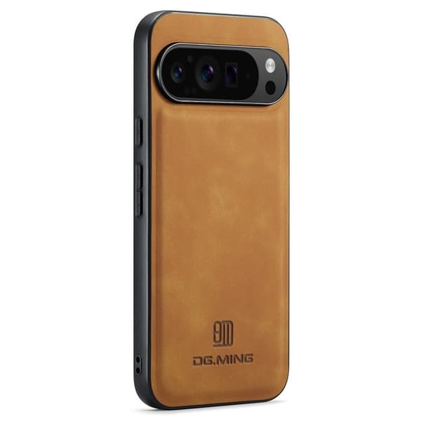 DG.MING Mobilskal till Google Pixel 9 Pro XL PU Läder Hybrid Brun