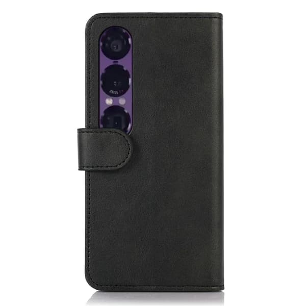 Sony Xperia 1 VII Plånboksfodral Cowhide Texture Konstläder - Svart