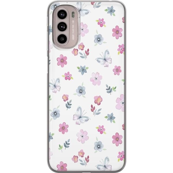 Mobiletui til Motorola Moto G41 med blomster og sommerfugle