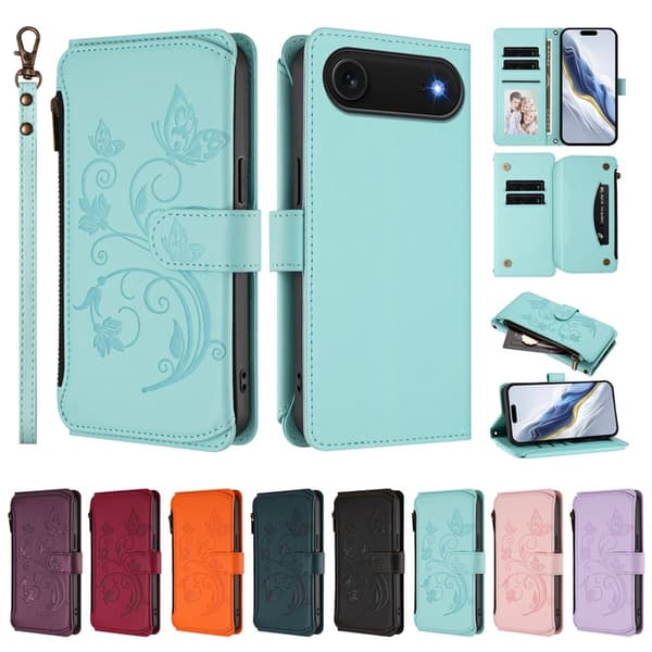 iPhone Air Plånboksfodral Butterfly Floral Imprint - Mintgrön Grön