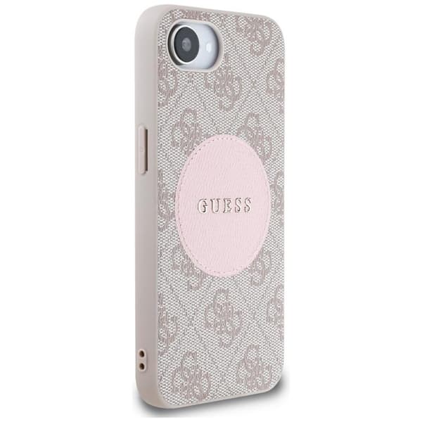 Guess telefontaske til iPhone 16e MagSafe 4G Circle Classic Logo Rosa
