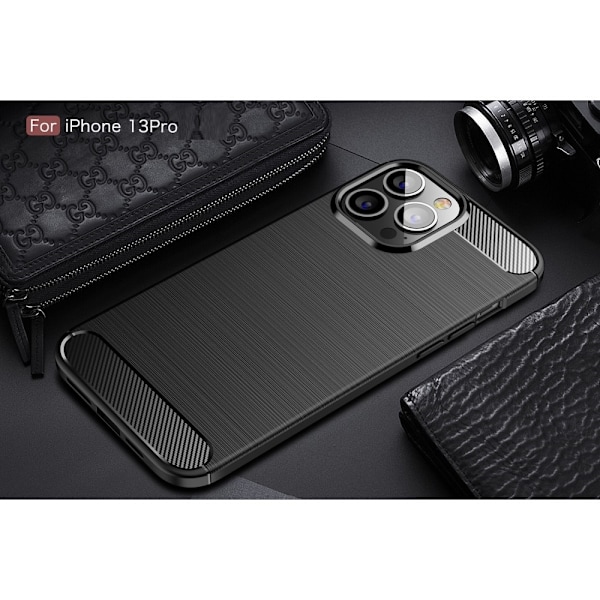 Carbon Fiber Texture Skal iPhone 13 Pro - Svart Svart