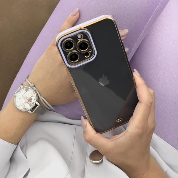 Galaxy A12 Cover Gold Frame - Lilla Lila