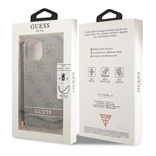 Guess iPhone 12/12 Pro Cover 4G -tulostushihna - ruskea