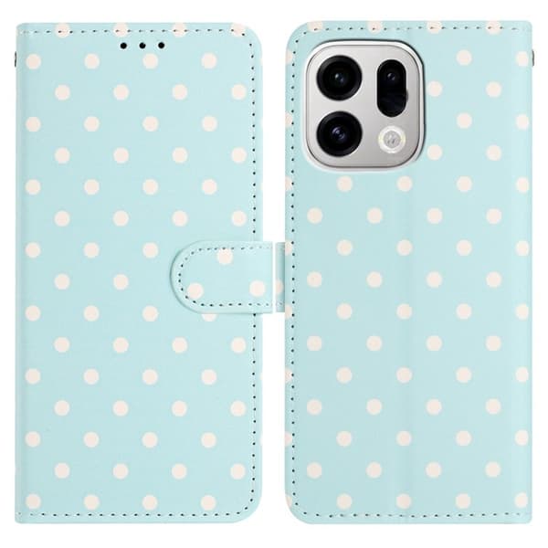 Oppo Find X9 Pro 5G Plånboksfodral Konstläder Polka Dot - Blå