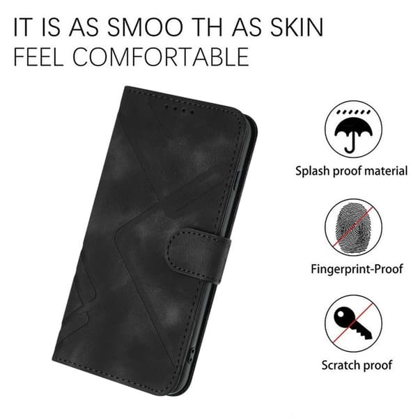 Samsung Galaxy S26 Pro Plånboksfodral Linjeprägling Konstläder - Svart