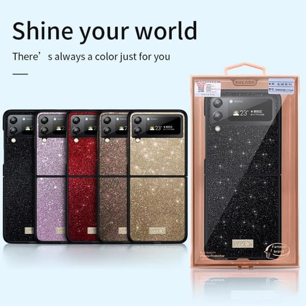 SULADA Galaxy Z Flip 4 Skal Glitter Sequins - Guld Guld