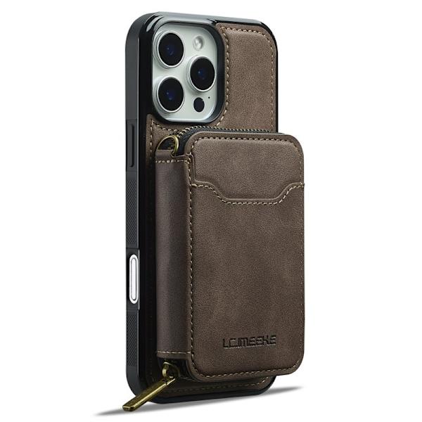 LC.IMEEKE L6 iPhone 16 Pro Max Plånboksfodral Konstläder - Brun