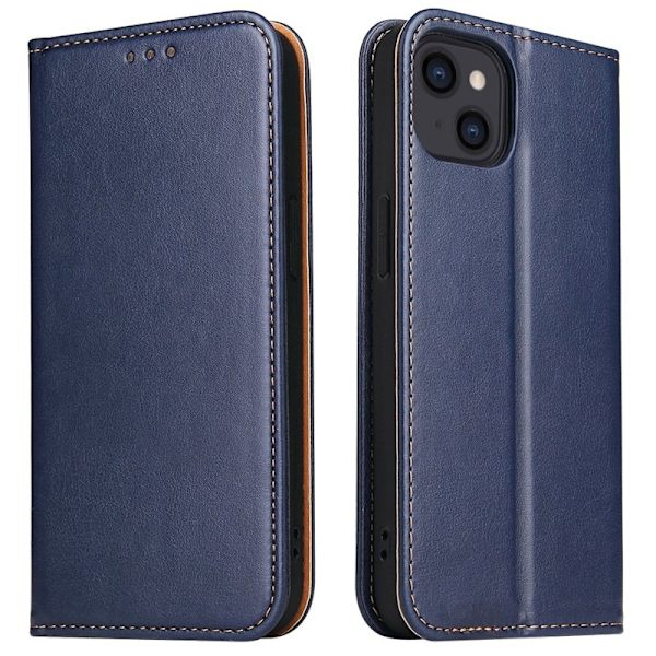 FIERRE SHANN för iPhone 15 Plus Plånboksfodral Konstläder - Blå