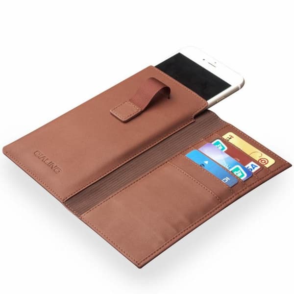 Universal Pouch Wallet i ægte læder - Brun (M) Brown