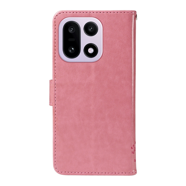 OnePlus 15 5G Plånboksfodral Cat Tree Pattern Konstläder Rosa
