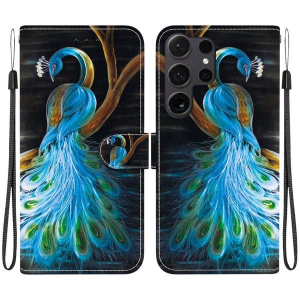 Plånboksfodral för Samsung Galaxy S26 Ultra Mönstertryckt Konstläder - Påfågel