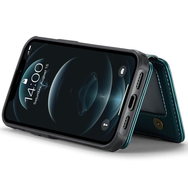 JEEHOOD J05 Mobilskal till iPhone 12 Pro Max Läder med Magnetficka Cyan