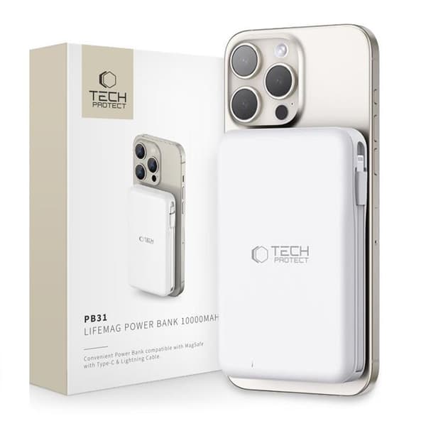 Tech-Protect Magsafe Powerbank 10000mAh PB31 LifeMag - Hvid Vit