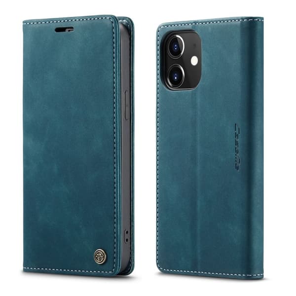 CASEME 013 Series iPhone 12 Pro Plånboksfodral Konstläder Ställ Grön