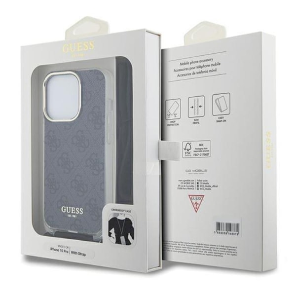 Guess iPhone 15 Pro Max Mobilskal Crossbody Cord Print - Svart Svart