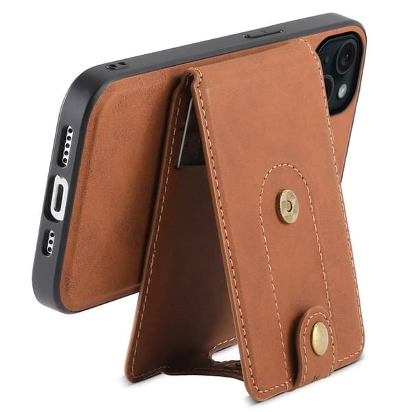 DENIOR D14 Mobilskal till iPhone 15 Plus Äkta Läder Retro - Brun