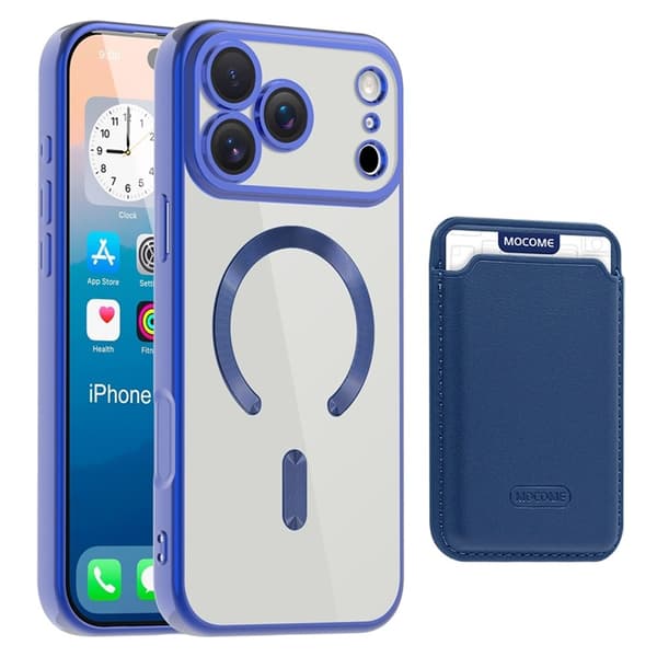 Mobilskal till iPhone 17 Pro Max MagSafe Korthållare TPU + PC - Blå