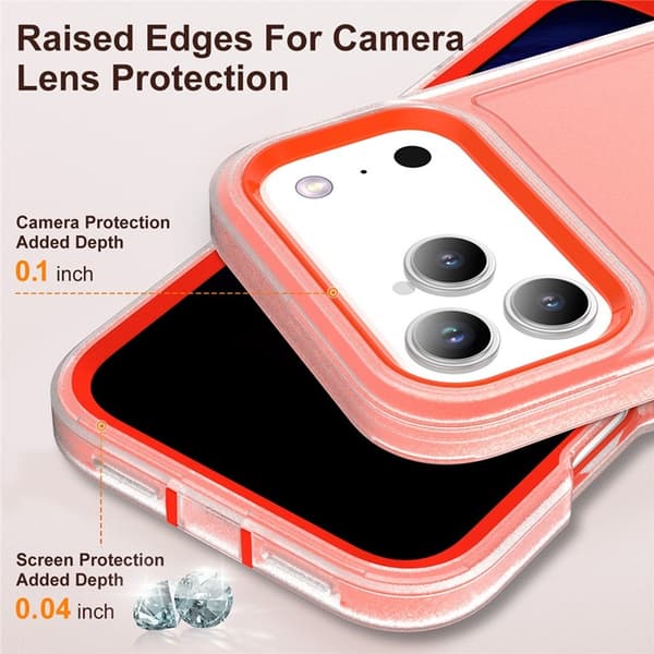 Mobilskal till iPhone 17 Pro Max Kickstand Silikon - Transparent/Orange Transparent