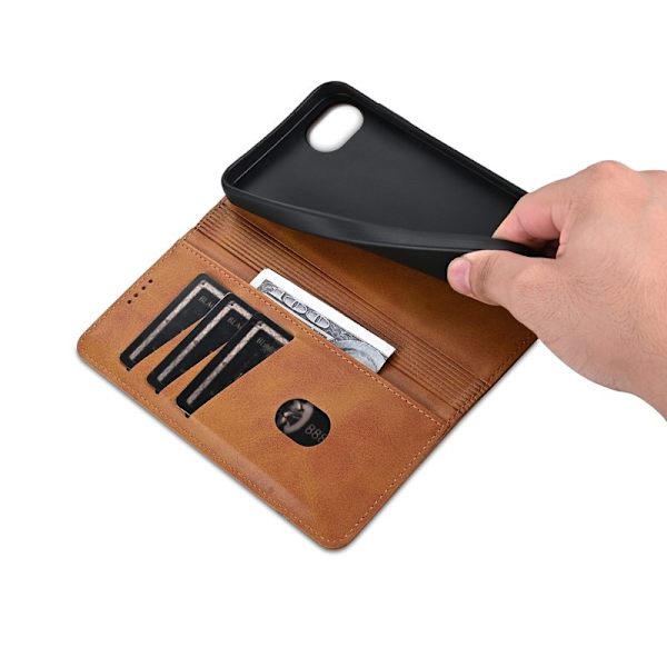 AZNS iPhone 16e Plånboksfodral Konstläder - Brun