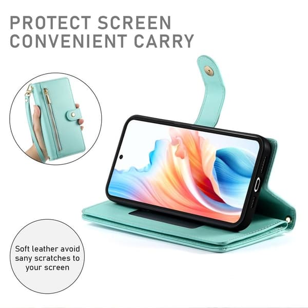 Samsung Galaxy S26 Edge Plånboksfodral Dragkedja Konstläder - Mintgrön